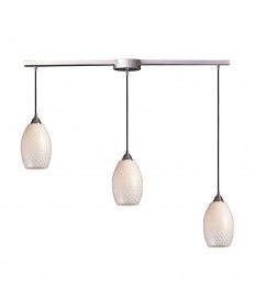 ELK Lighting 517-3L-WS Mulinello 3 Light Pendant in Satin Nickel and White Swirl Glass