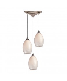 ELK 517-3WS Mulinello 3 Light Pendant Satin Nickel White Swirl