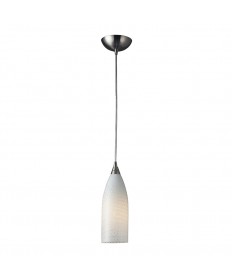 ELK Lighting 522-1WS Cilindro 1 Light Pendant in Satin Nickel with White Swirl Glass