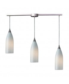 ELK Lighting 522-3L-WS Cilindro 3 Light Pendant in Satin Nickel and White Swirl Glass