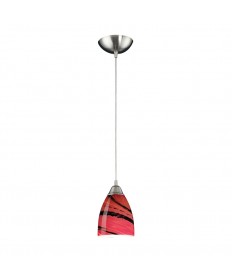 ELK Lighting 527-1A Pierra 1 Light Pendant in Satin Nickel and Autumn Glass