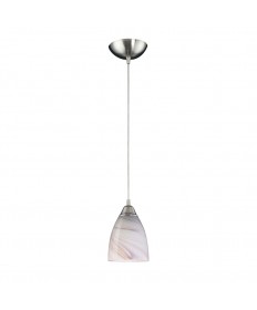 ELK Lighting 527-1CR Pierra 1 Light Pendant in Satin Nickel and Creme Glass