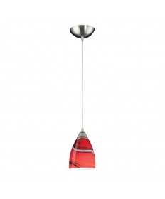 ELK Lighting 527-1CY Pierra 1 Light Pendant in Satin Nickel and Candy Glass