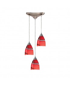 ELK Lighting 527-3CY Pierra 3 Light Pendant in Satin Nickel and Candy Glass