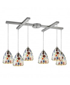 ELK Lighting 542-6 Gemstone 6 Light Genstone Pendant with Satin Nickel Hardware