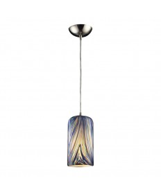 ELK Lighting 544-1MO 1 Light Pendant in Satin Nickel and Molten Ocean Glass