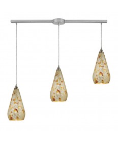 ELK Lighting 546-3L-SLVM-CRC Curvalo 3 Light Linear Pendant in Satin Nickel with Silver Multicrackle