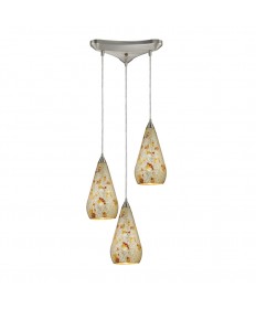 ELK Lighting 546-3SLVM-CRC Curvalo 3 Light Pendant in Satin Nickel with Silver Multi Crackle