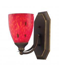 ELK Lighting 570-1B-FR 1 Light Vanity in Aged Bronze and Fire Red Glass