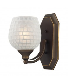 ELK Lighting 570-1B-WHT 1 Light Vanity in Aged Bronze and White Mosaic Glass