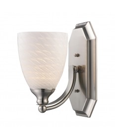 ELK Lighting 570-1N-WS 1 Light Vanity in Satin Nickel and White Swirl Glass