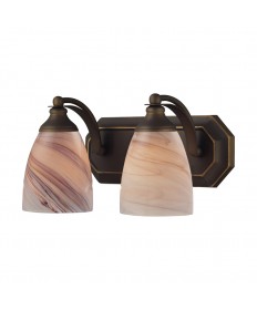 ELK Lighting 570-2B-CR 2 Light Vanity in Aged Bronze and Creme Glass