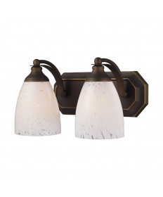 ELK Lighting 570-2B-SW 2 Light Vanity in Aged Bronze and Snow White Glass