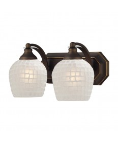 ELK Lighting 570-2B-WHT 2 Light Vanity in Aged Bronze and White Mosaic Glass