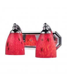 ELK Lighting 570-2C-FR 2 Light Vanity in Polished Chrome and Fire Red Glass
