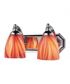 ELK Lighting 570-2C-M 2 Light Vanity in Polished Chrome and Multi Glass