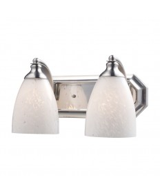 ELK Lighting 570-2N-SW 2 Light Vanity in Satin Nickel and Snow White Glass