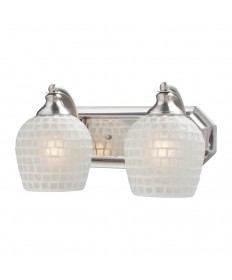 ELK Lighting 570-2N-WHT 2 Light Vanity in Satin Nickel and White Mosaic Glass