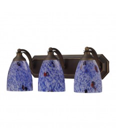 ELK Lighting 570-3B-BL 3 Light Vanity in Aged Bronze and Starburst Blue Glass