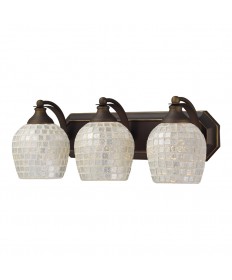 ELK Lighting 570-3B-SLV 3 Light Vanity in Aged Bronze and Silver Mosaic Glass