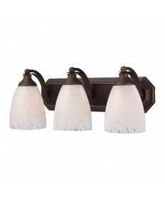 ELK Lighting 570-3B-SW 3 Light Vanity in Aged Bronze and Snow White Glass