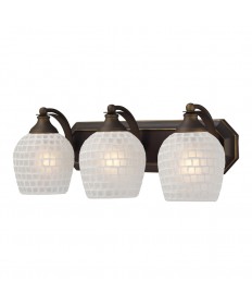 ELK Lighting 570-3B-WHT 3 Light Vanity in Aged Bronze and White Mosaic Glass