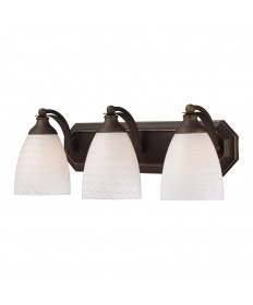 ELK Lighting 570-3B-WS 3 Light Vanity in Aged Bronze and White Swirl Glass