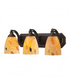 ELK Lighting 570-3B-YW 3 Light Vanity in Aged Bronze and Yellow Blaze Glass