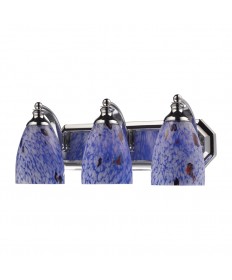 ELK Lighting 570-3C-BL 3 Light Vanity in Polished Chrome and Starburst Blue Glass