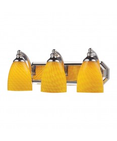 ELK Lighting 570-3C-CN 3 Light Vanity in Polished Chrome and Canary Glass