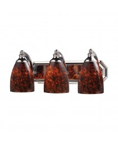 ELK Lighting 570-3C-ES 3 Light Vanity in Polished Chrome and Espresso Glass