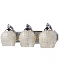 ELK Lighting 570-3C-SLV 3 Light Vanity in Polished Chrome and Silver Mosaic Glass