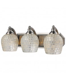 ELK Lighting 570-3N-SLV 3 Light Vanity in Satin Nickel and Silver Mosaic Glass