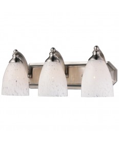 ELK Lighting 570-3N-SW 3 Light Vanity in Satin Nickel and Snow White Glass