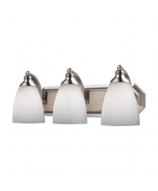 ELK Lighting 570-3N-WH 3 Light Vanity in Satin Nickel and Simply White Glass