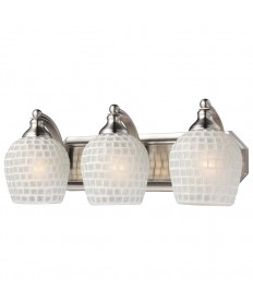 ELK Lighting 570-3N-WHT 3 Light Vanity in Satin Nickel and White Mosaic Glass