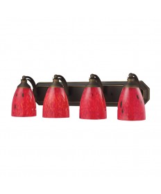 ELK Lighting 570-4B-FR 4 Light Vanity in Aged Bronze and Fire Red Glass