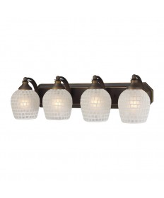 ELK Lighting 570-4B-WHT 4 Light Vanity in Aged Bronze and White Mosaic Glass