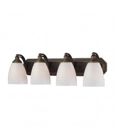 ELK Lighting 570-4B-WS 4 Light Vanity in Aged Bronze and White Swirl Glass