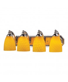ELK Lighting 570-4C-CN 4 Light Vanity in Polished Chrome and Canary Glass