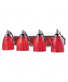ELK Lighting 570-4C-FR 4 Light Vanity in Polished Chrome and Fire Red Glass