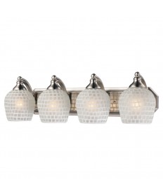 ELK Lighting 570-4N-WHT 4 Light Vanity in Satin Nickel and White Mosaic Glass