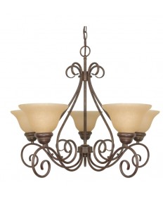 Nuvo Lighting 60/1023 Castillo 5 Light 28 inch Chandelier with Champagne Linen Washed Glass
