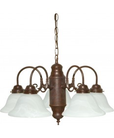 Nuvo Lighting 60/1291 5 Light Chandelier Old Bronze / Alabaster Glass