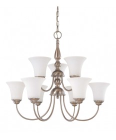 Nuvo Lighting 60/1823 Dupont 9 light 2 Tier 27 inch Chandelier with Satin White Glass