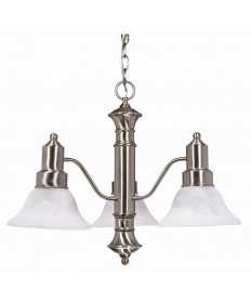 Nuvo Lighting 60/190 Gotham 3 Light 23 inch Chandelier with Alabaster Glass Bell Shades