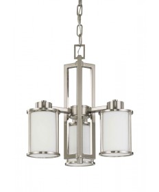 Nuvo Lighting 60/2851 Odeon 3 Light (convertible up/down) Chandelier with Satin White Glass