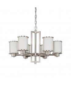 Nuvo Lighting 60/2853 Odeon 6 Light (convertible up/down) Chandelier with Satin White Glass