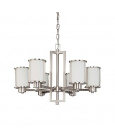 Nuvo Lighting 60/2853 Odeon 6 Light (convertible up/down) Chandelier with Satin White Glass