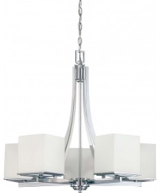 Nuvo Lighting 60/4086 Bento 5 Light Chandelier with Satin White Glass